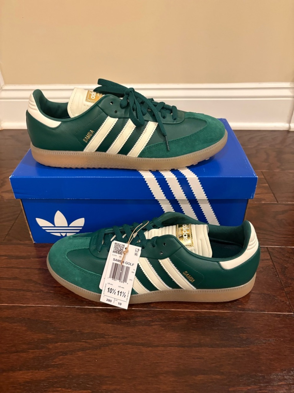 Adidas Samba Golf Shoes Size 10.5 Men’s Collegiate Green White Gum JP8652, NIB